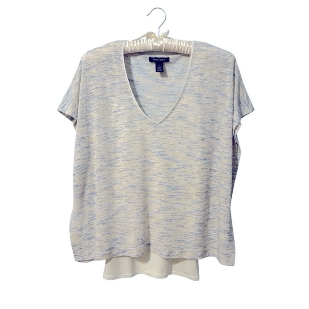 White House Black Market XS V-Neck Short Sleeve Lined Kimono Ruana Box Top